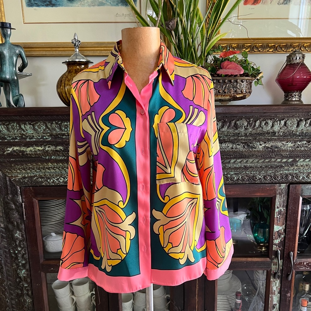 ZARA Set -Print Button Down Top & Pant Set
